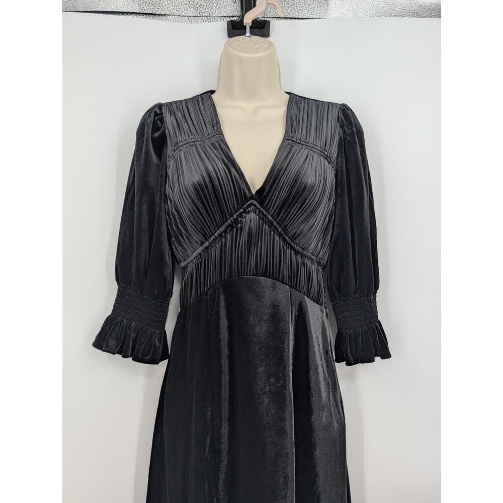 NWT ALLSAINTS Ani Velvet Dress 0 Black Whimsigoth Feminine Victorian Babydoll - Picture 2 of 10